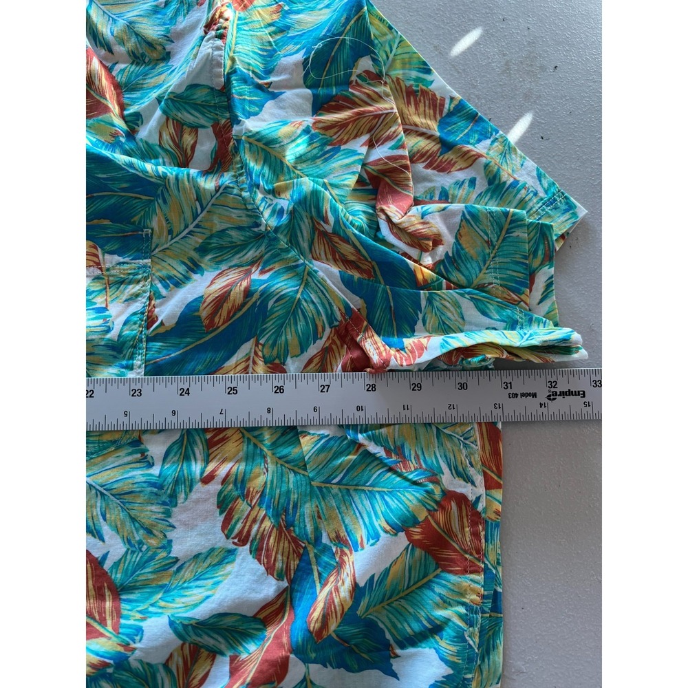 Eddie Bauer NEW 4XB Tropical Print Camp Shirt Bright Jade Palm Leaf $50 MSRP - Picture 5 of 10